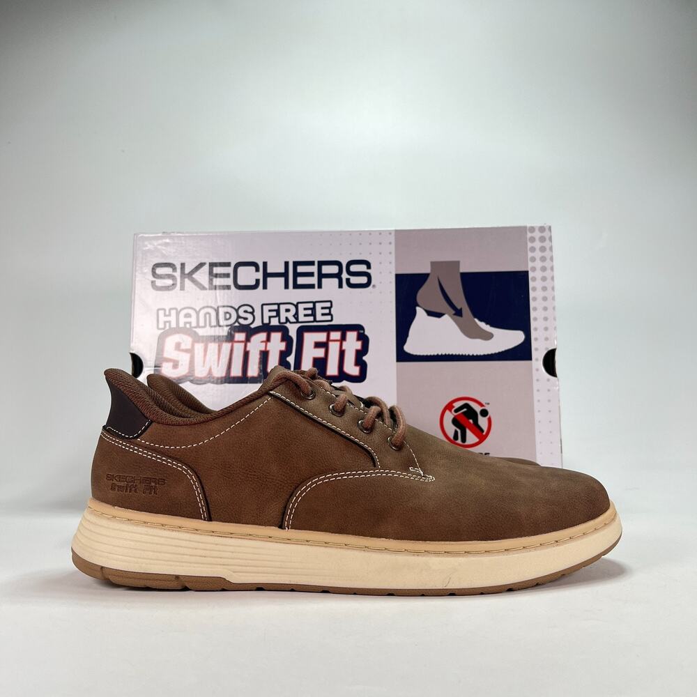 Skechers Hands Free Slip-ins Swift Fit Brown Oxford Sneakers 182004 Mens Size 10